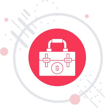 Beyaz arka planda kırmızı çizgi para ikonu izole. Dolar torbası işareti. Nakit para işareti. çember noktalı çember kavramı