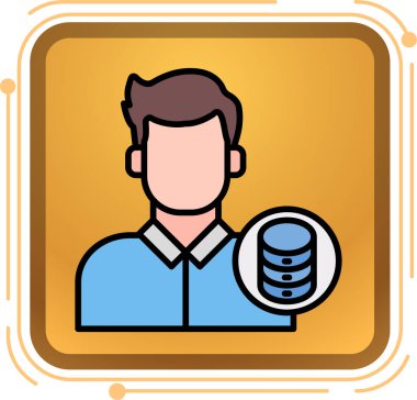 Mavi ceketli ve mikrofonlu bir adamın vektör çizimi..