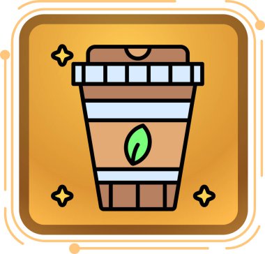 Kahve ikonu. Beyaz üzerine izole edilmiş sıcak kahve vektörü simgesi rengi