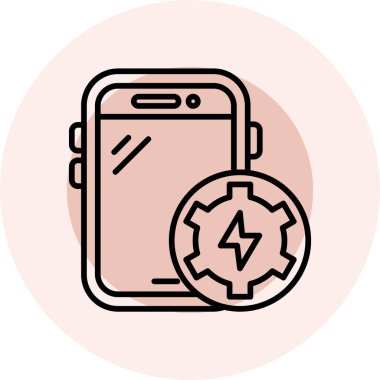 Dişli ikonlu akıllı telefon. vektör illüstrasyonu