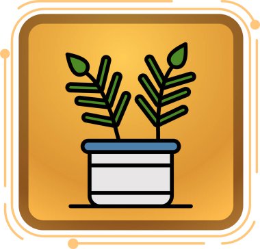 Beyaz arka planda izole edilmiş karikatür tarzında bir saksı ikonu olan bitki. web sembolü