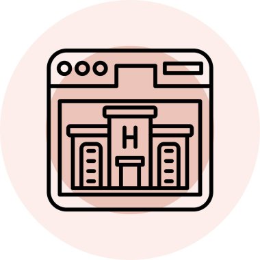 Çember ve siyah arkaplan ile modern binanın vektör simgesi.