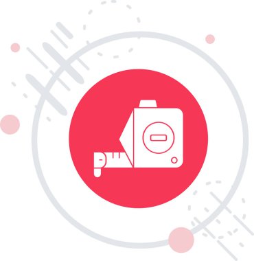 Beyaz araba akü ikonu uzun arka planda izole edildi. Akümülatör pili, elektrik, akümülatör bataryası. Pembe daire düğmesi. vektör