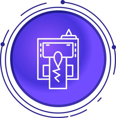 Tıbbi kayıt simgesine sahip beyaz pano beyaz arka planda izole edilmiş. Sağlık sigortası formu. Kontrol işaretleri raporu. turuncu daire düğmesi. vektör