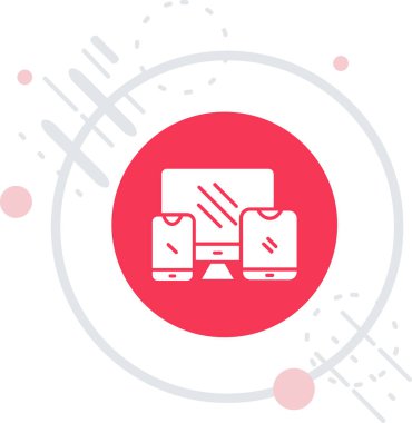 Kırmızı çizgi akıllı ev sistemi simgesi beyaz arkaplanda izole edildi. Kablosuz bağlantı kavramının interneti. Çember düğmesi. vektör.