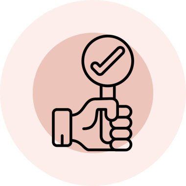 İşaretleme simgesi ile el, vektör illüstrasyonu