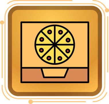Pizza ve pizza için karikatür stili izole edilmiş vektör çizimi.