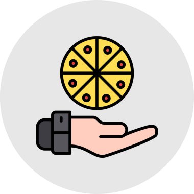 pizza servis simgesi doldurulmuş taslak biçiminde