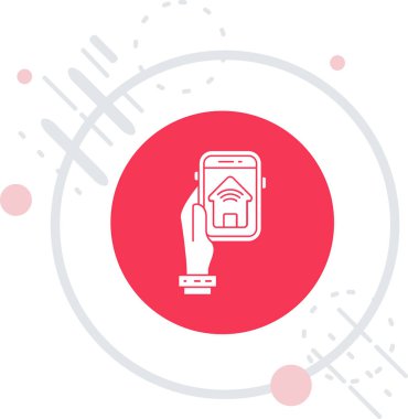 Line Smart ev simgesi beyaz arkaplanda izole edildi. Uzaktan kumanda. Renkli taslak konsepti. Vektör