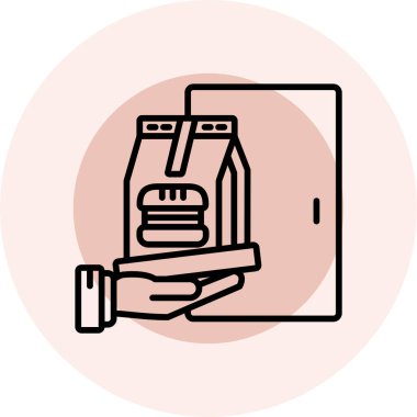 El ele tutuşan kutu ikonu. Web için el kutusu vektör simgelerinin taslağı. beyaz arkaplanda izole