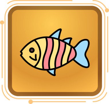 Şirin karikatür balık simgesinin vektör çizimi