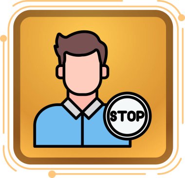 Dur işaretli bir vektör illüstrasyonuyla adamı durdur