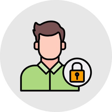 Kilit simgesi olan adam, vektör çizimi