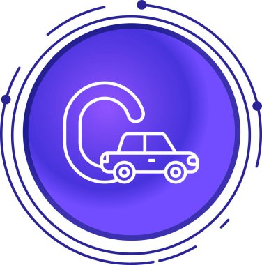 Mavi araba simgesi beyaz arkaplanda izole edildi. Çember beyaz düğme. vektör illüstrasyonu