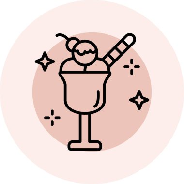 Beyaz arka planda izole edilmiş waffle konisi ikonundaki çizgi dondurma. Güzel sembol. Renkli taslak konsepti. vektör.