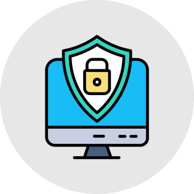 güvenlik kilidi simgesi renk ana hatları vektörü