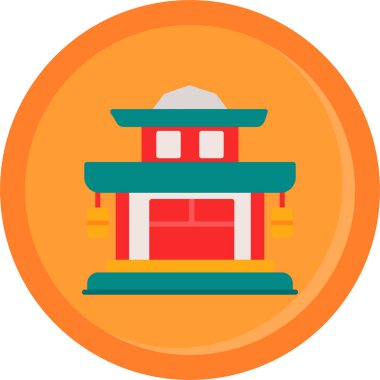 Düz stil Çin tapınağı simgesi inşa etmek