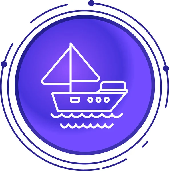 Beyaz çizgili gemi ve deniz ikonu uzun gölgeli arka plan. Denizcilik sembolü. Deniz piyadesi, gemi ve deniz. mavi kare düğmesi.