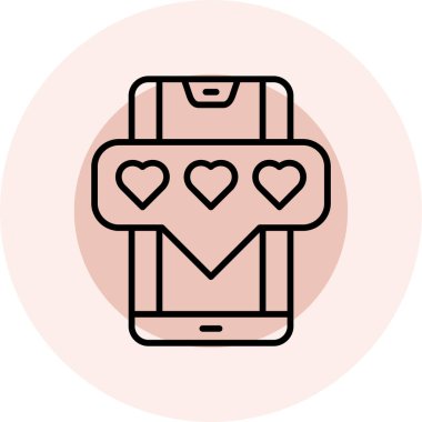 akıllı telefon simgesi vektör illüstrasyon tasarımlı kalp