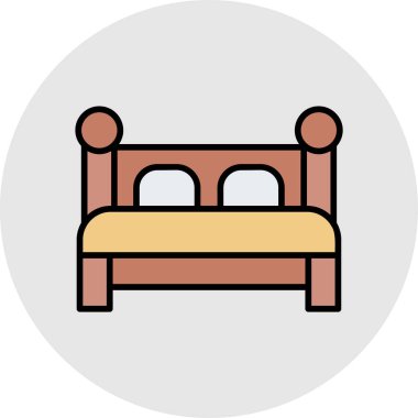 Yatak ikonu. Vektör illüstrasyonu