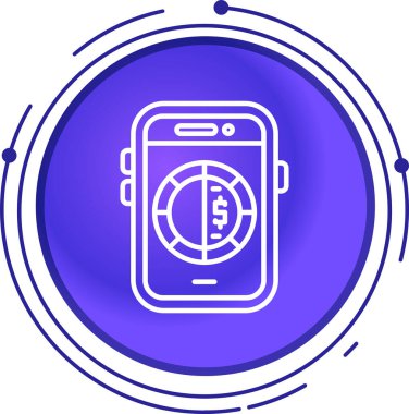 Beyaz arkaplanda dolar sembolü olan hat cep telefonu. mobil ödeme sembolü. Telefon ekranlı akıllı telefon. Renkli taslak konsepti. vektör