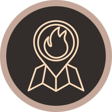 Gri arkaplanda izole edilmiş modaya uygun düz stil yangın simgesi.