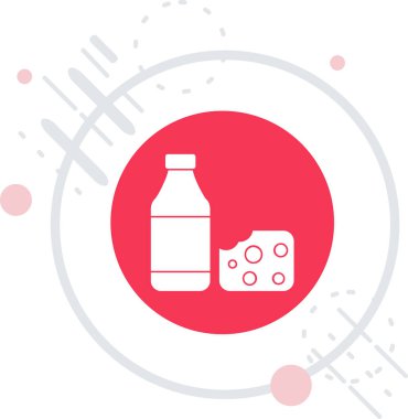 Uzun gölgeli saman ikonlu beyaz çizgi soda kutusu. Kırmızı daire düğmesi. vektör.