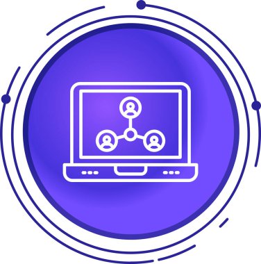 çevrimiçi eğitim simgesi beyaz arkaplanda izole edildi. Dizüstü bilgisayarda çevrimiçi öğrenme ve Webinar video semineri. Renkli taslak konsepti. vektör