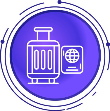 Beyaz arka planda izole edilmiş mavi çizgi yağ tankı ve ateş varili ikonu. Benzin deposu. Yakıt deposu, benzin deposu. mor daire düğmesi