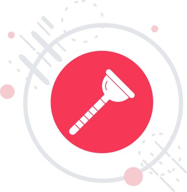 Uzun gölgeli beyaz boya fırçası simgesi. Çember düğmesi. vektör illüstrasyonu