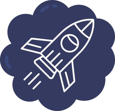 Roket. Web simgesi basit illüstrasyon