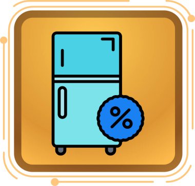 Buzdolabında ikon var. Web için buzdolabı vektör simgeleri içeren basit bir buzdolabı çizimi