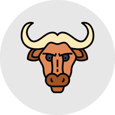 Boğa yassı ikon vektör illüstrasyonu