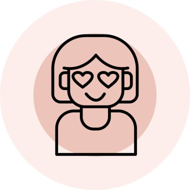 Kalp kulaklıklı kadın, vektör tasarımı.