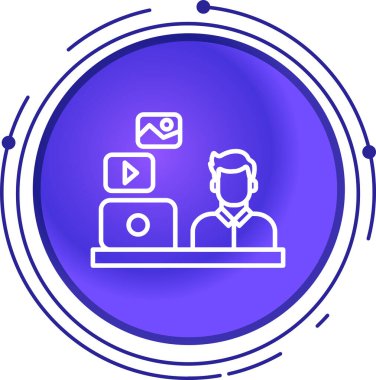 renk çizgisi çevrimiçi video simgesi beyaz arkaplanda izole edildi. Oyun işaretiyle striptiz yapan dizüstü bilgisayar. Değişken rastgele dinamik şekiller. vektör illüstrasyonu