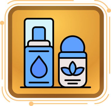 Bir yağ şişesinin vektör çizimi ve daire içinde bir çiçek