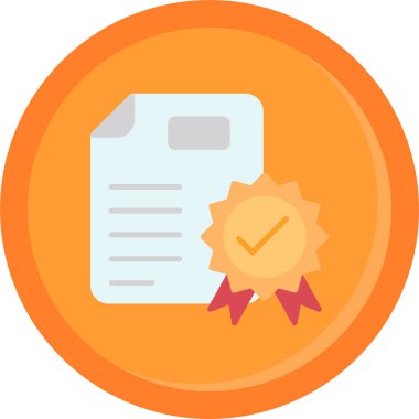 Sertifika düz vektör simgesi