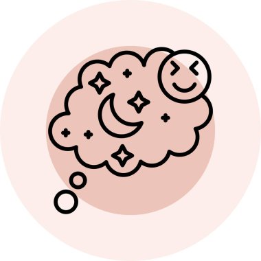 Beyaz arka planda ay simgesi olan çizgi insan kafası. Renkli taslak konsepti. vektör