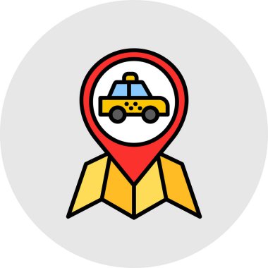 Beyaz arkaplanda taksi düz vektör simgesi