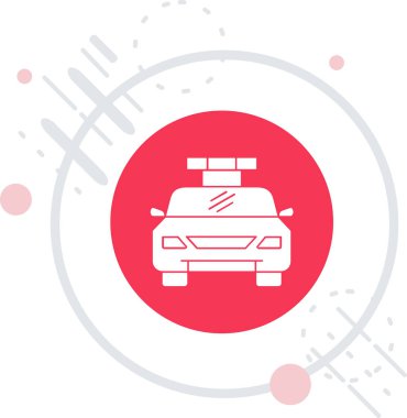 Beyaz arka planda beyaz araba park simgesi izole edildi. Yol tabelası. Pembe daire düğmesi ve vektör. vektör illüstrasyonu