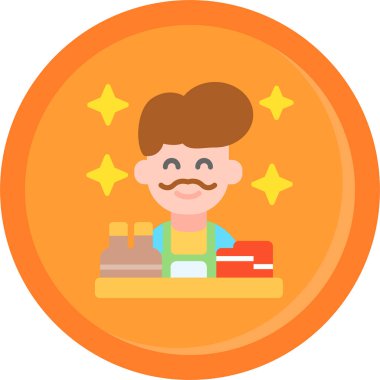 Bir fincan çay ve hediye almış bir adamın düz bir simgesi.