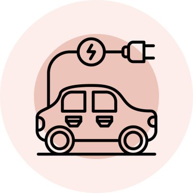 elektrikli araba simgesi, vektör illüstrasyonu