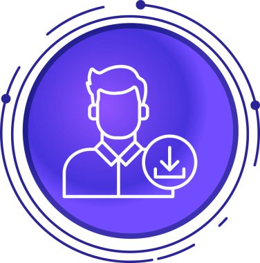 Beyaz arkaplanda izole edilmiş renk çizgisi insan kaynakları simgesi. İnsan kaynakları yönetiminin başı, personel personeli, araştırma, avcı başı. eğimli çember rastgele şekiller