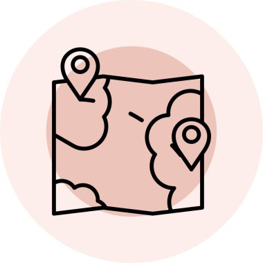 Harita simge vektör işareti ve beyaz arka plan üzerinde izole sembolü,