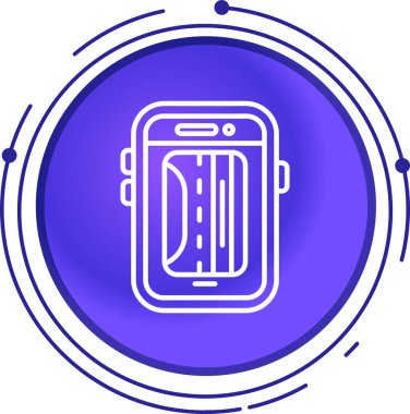 Akıllı saat simgesine sahip siyah hat cep telefonu beyaz arkaplanda izole edilmiş. Akıllı evdeki eşyaların interneti. Rastgele dinamik şekiller. vektör.