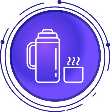 Beyaz arkaplanda izole edilmiş termos bardak simgesi. Termo matara ikonu. Kamp ve yürüyüş ekipmanları. Mavi özet konsepti. vektör.