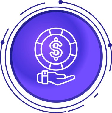 Taslak para ve kripto para simgesi beyaz arka planda izole edildi. Dolar ya da para. Engelleme teknolojisi. Şifreli para birimi. Şifreli para birimi. mavi daire düğmesi