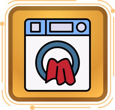 Çamaşır makinesi simgesi, çizgi film tarzı