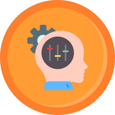 Beyni olan bir kafa. Beynin basit bir simgesi