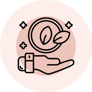 Elde bir yaprak simgesi, vektör illüstrasyonu